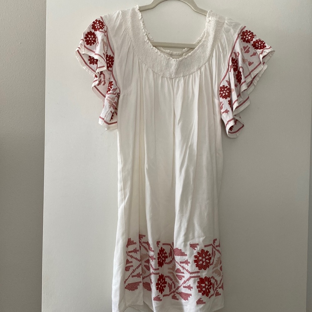 Boho embroidered off the shoulder dress